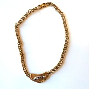 Vintage Jackie Collins Panther Gold & Silver Plated Collar Necklace